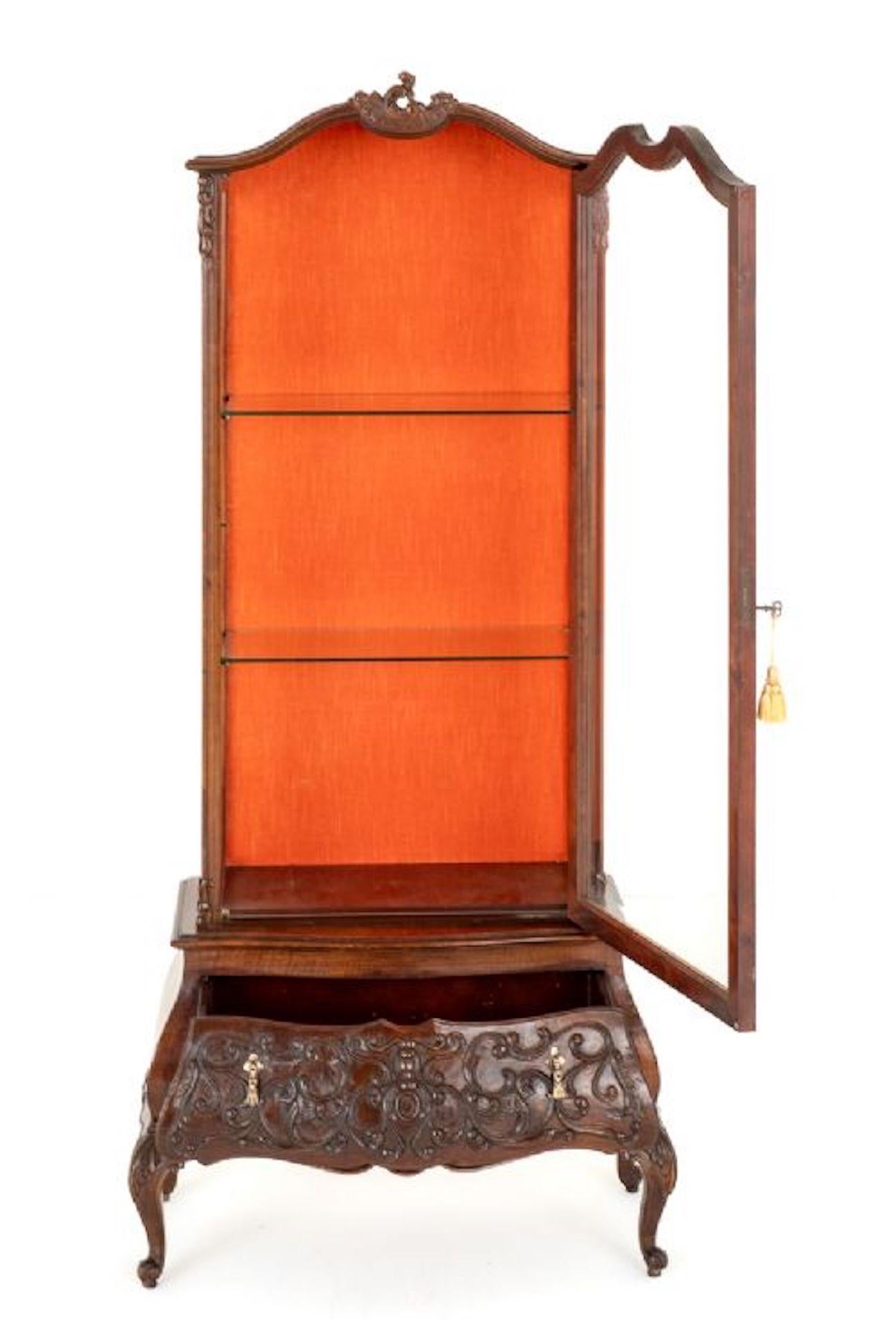 French Provincial French Display Cabinet Mahogany Vitrine Glazed For Sale