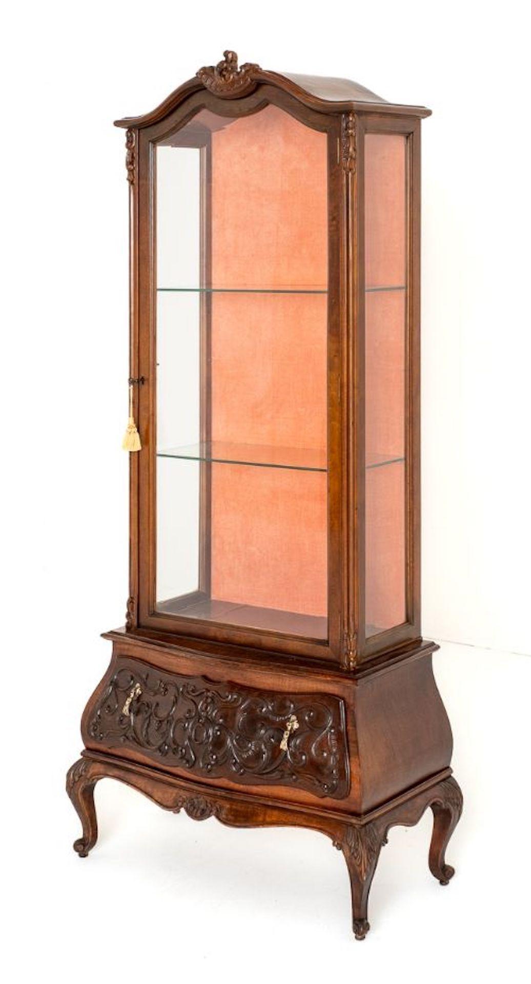 French Display Cabinet Mahogany Vitrine Glazed In Good Condition For Sale In Potters Bar, GB