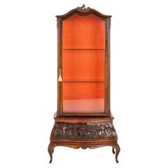 Antique French Display Cabinet Mahogany Vitrine Glazed