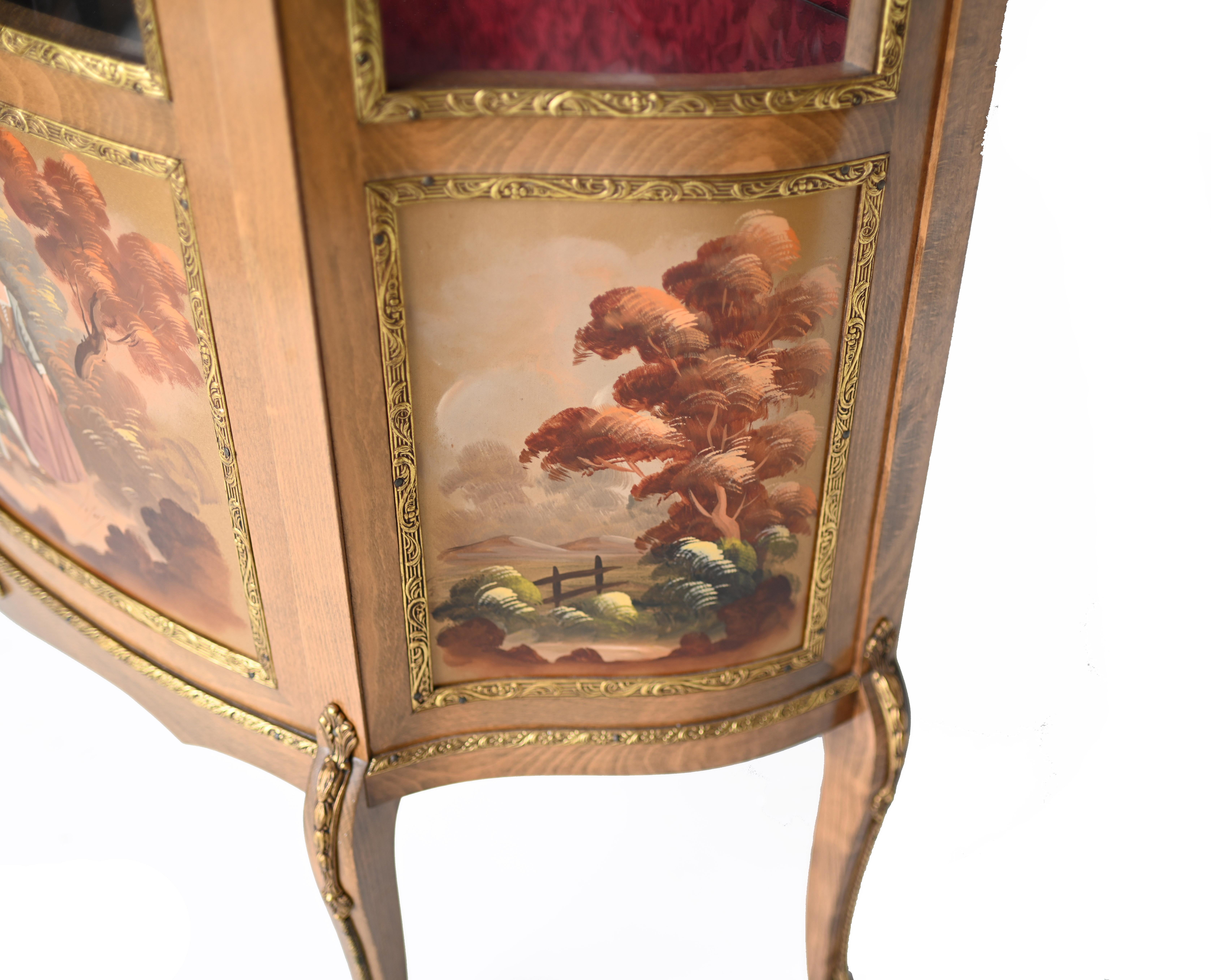 Kingwood French Display Cabinet Vernis Martin Painted Bijouterie 1900 For Sale