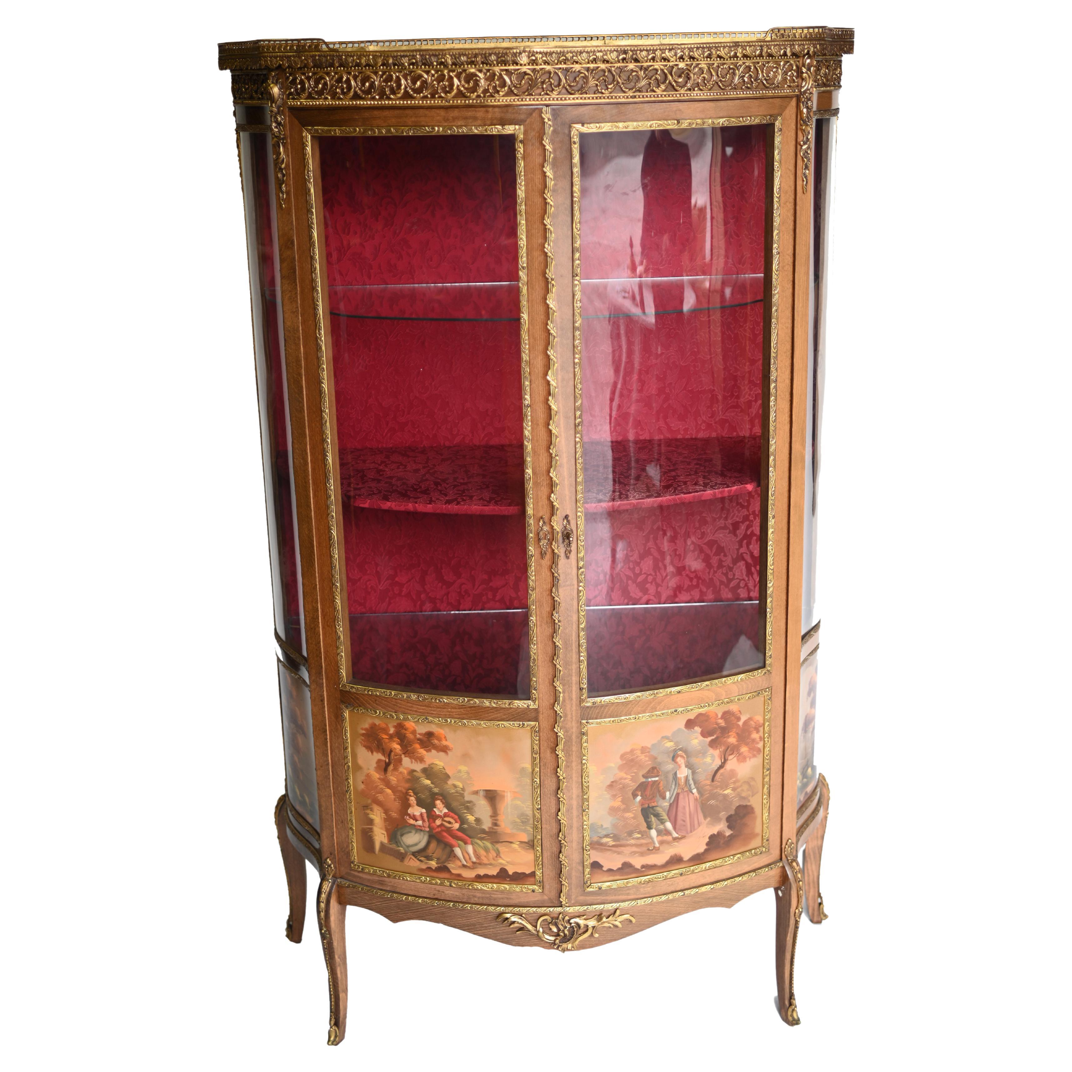 French Display Cabinet Vernis Martin Painted Bijouterie 1900 For Sale