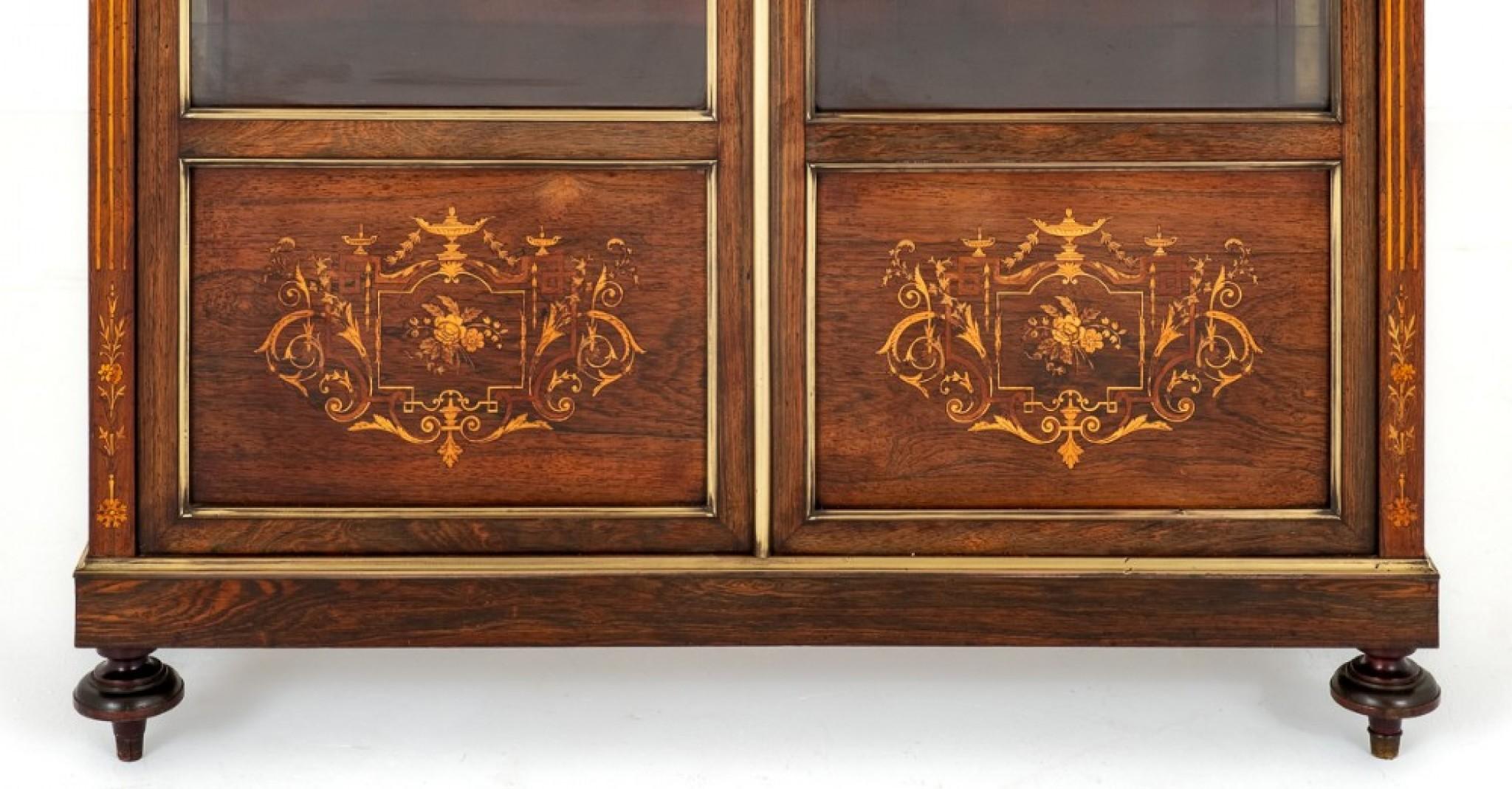French Display Cabinet Vitrine Marquetry Inlay, 1860 For Sale 2