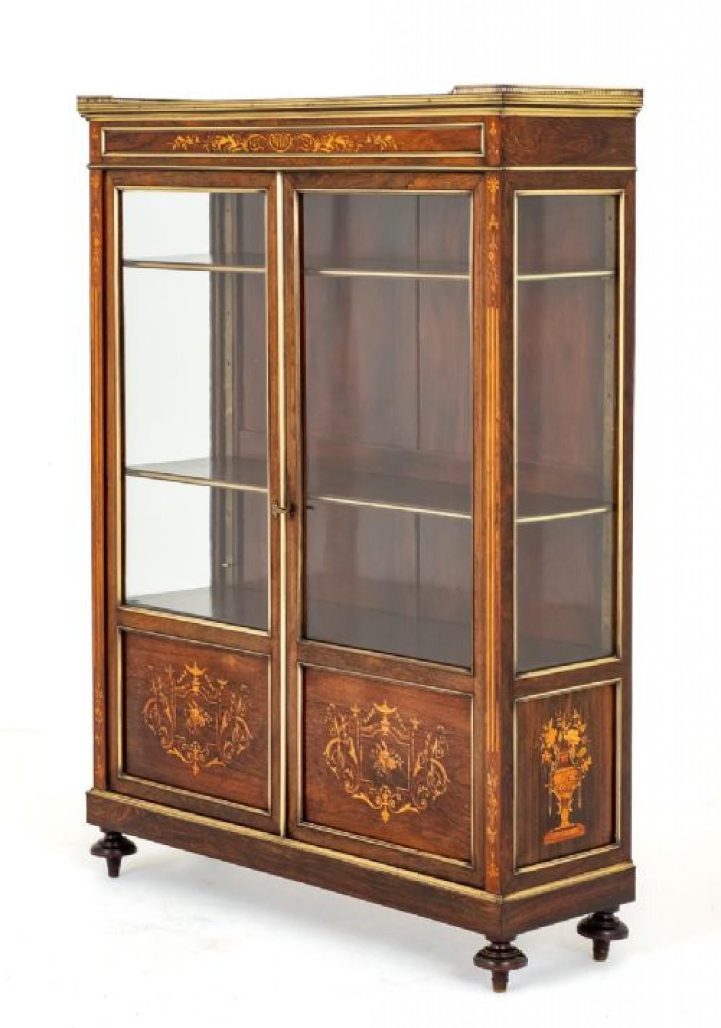 Vitrine française marquetée et incrustée, 1860 en vente 4