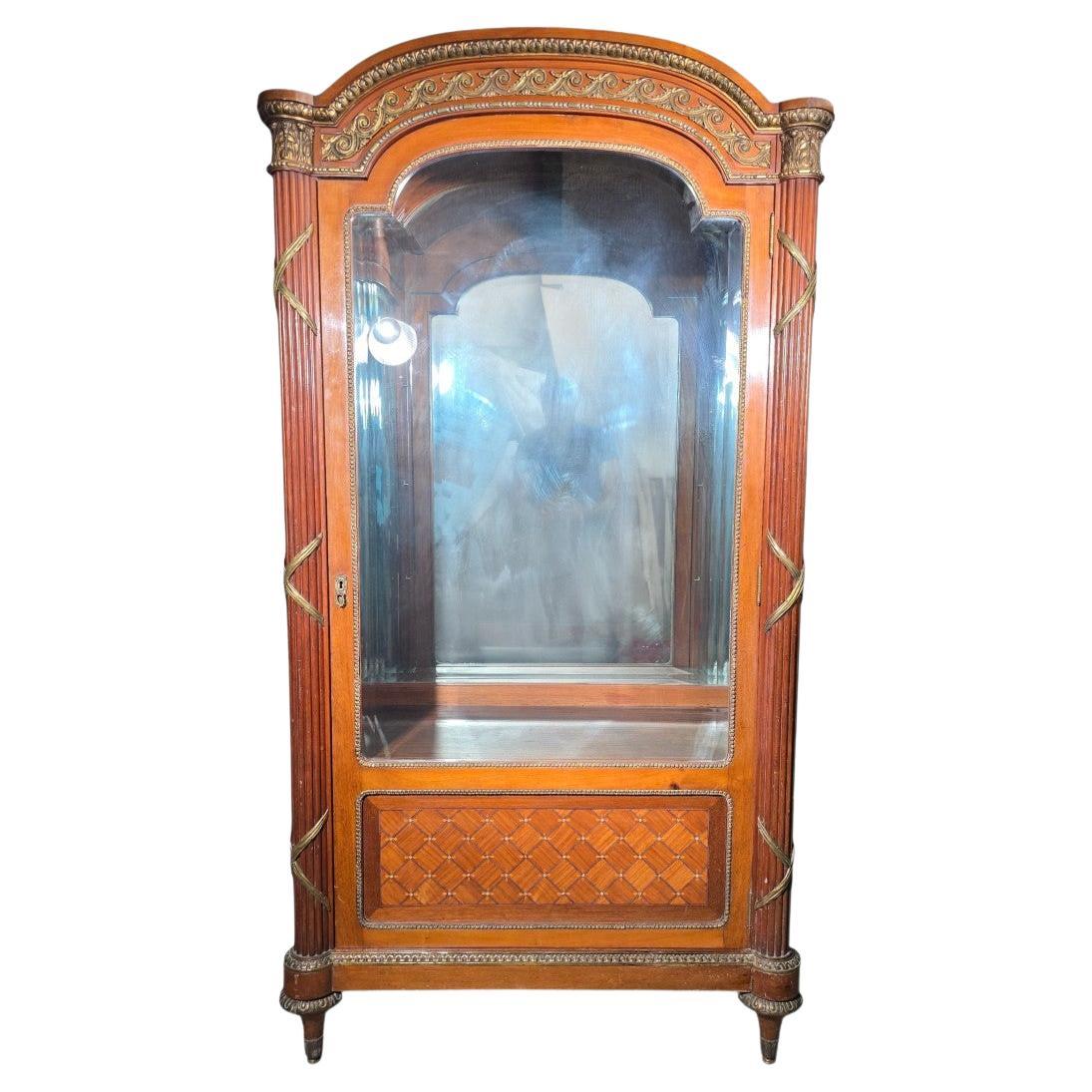 French display case with exotic marquetry and mother-of-pearl – 19th century
