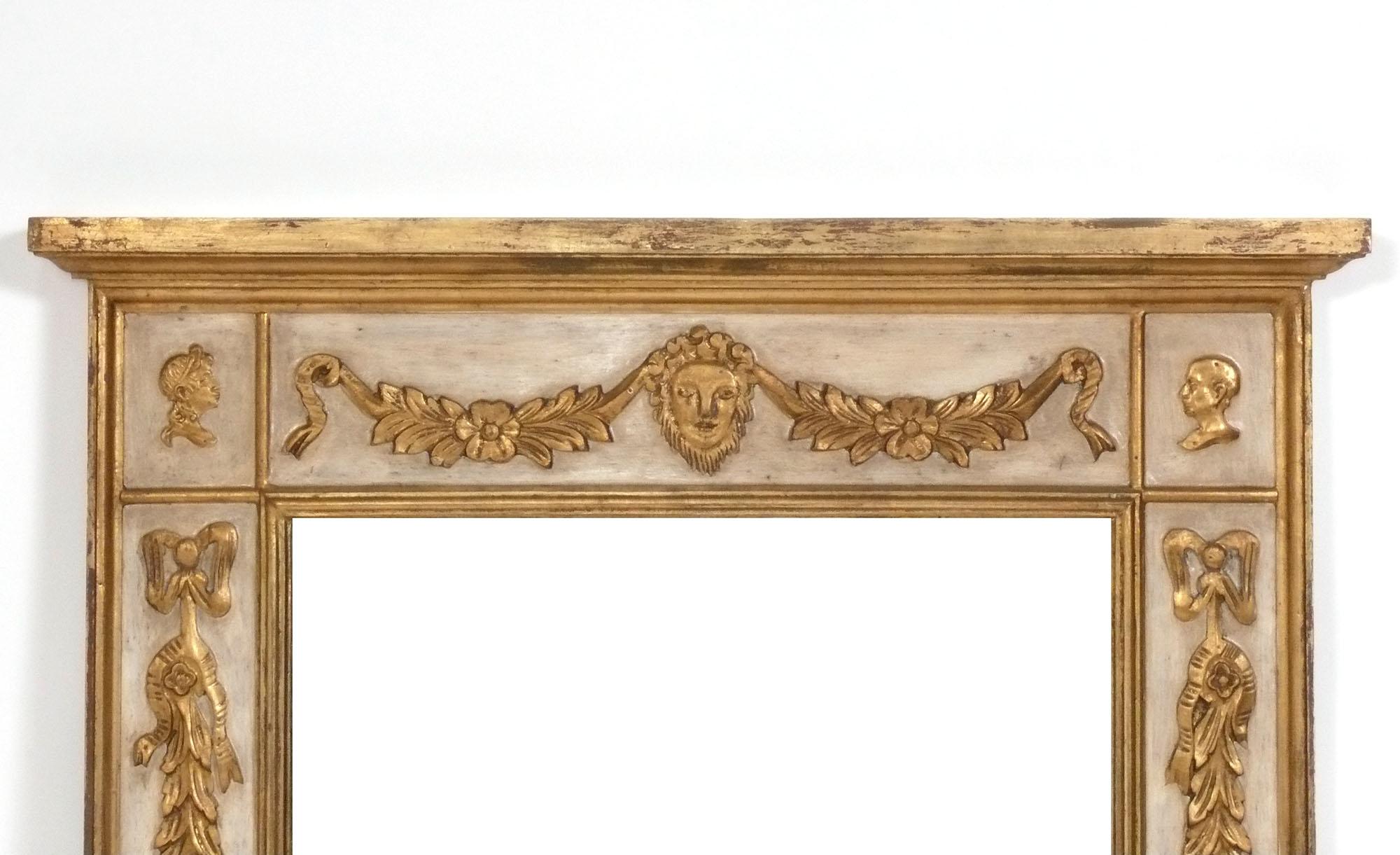 Französisch Distressed Elfenbein Farbe Spiegel mit vergoldeten Dekoration 48,5 