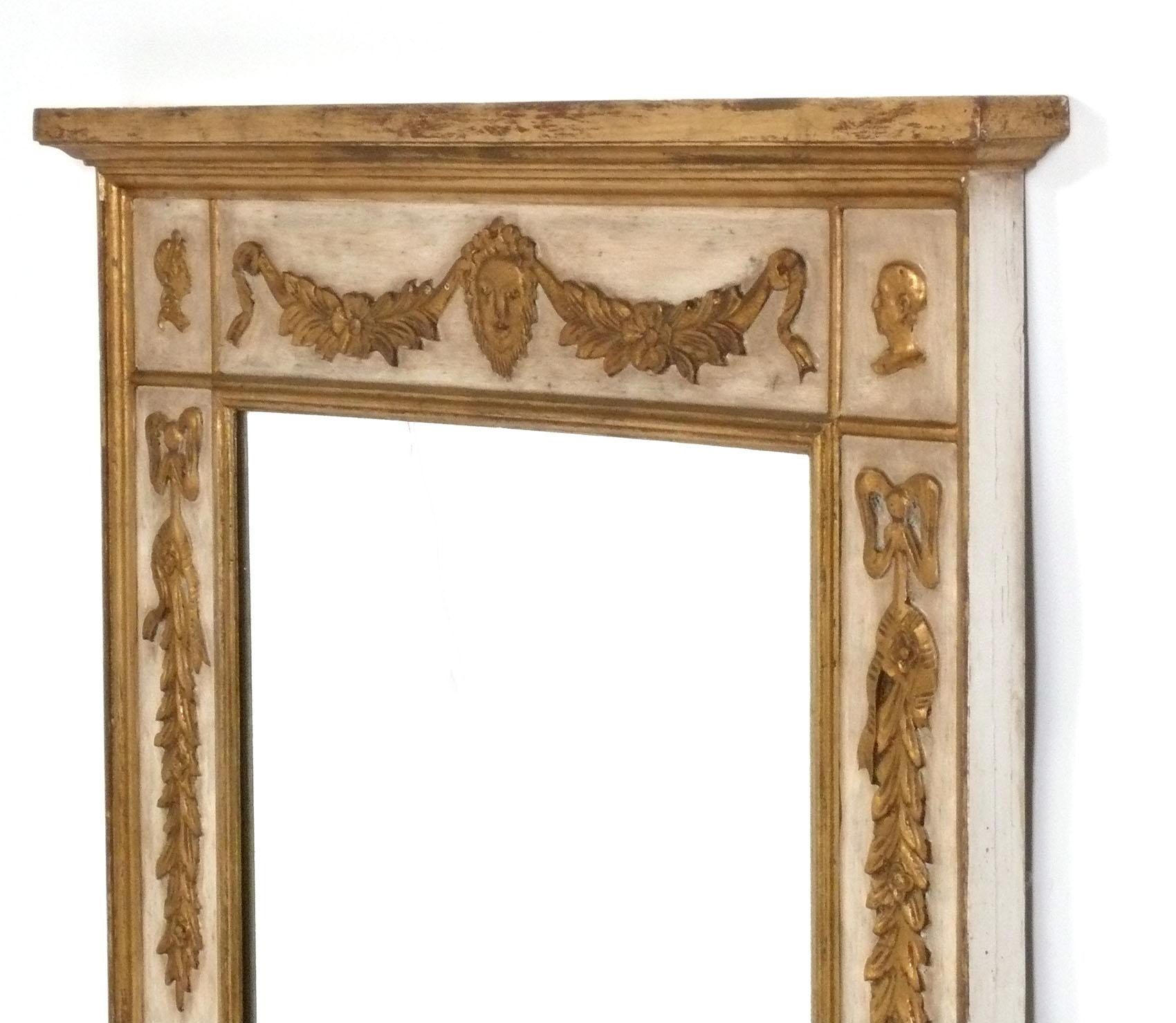 Französisch Distressed Elfenbein Farbe Spiegel mit vergoldeten Dekoration 48,5 