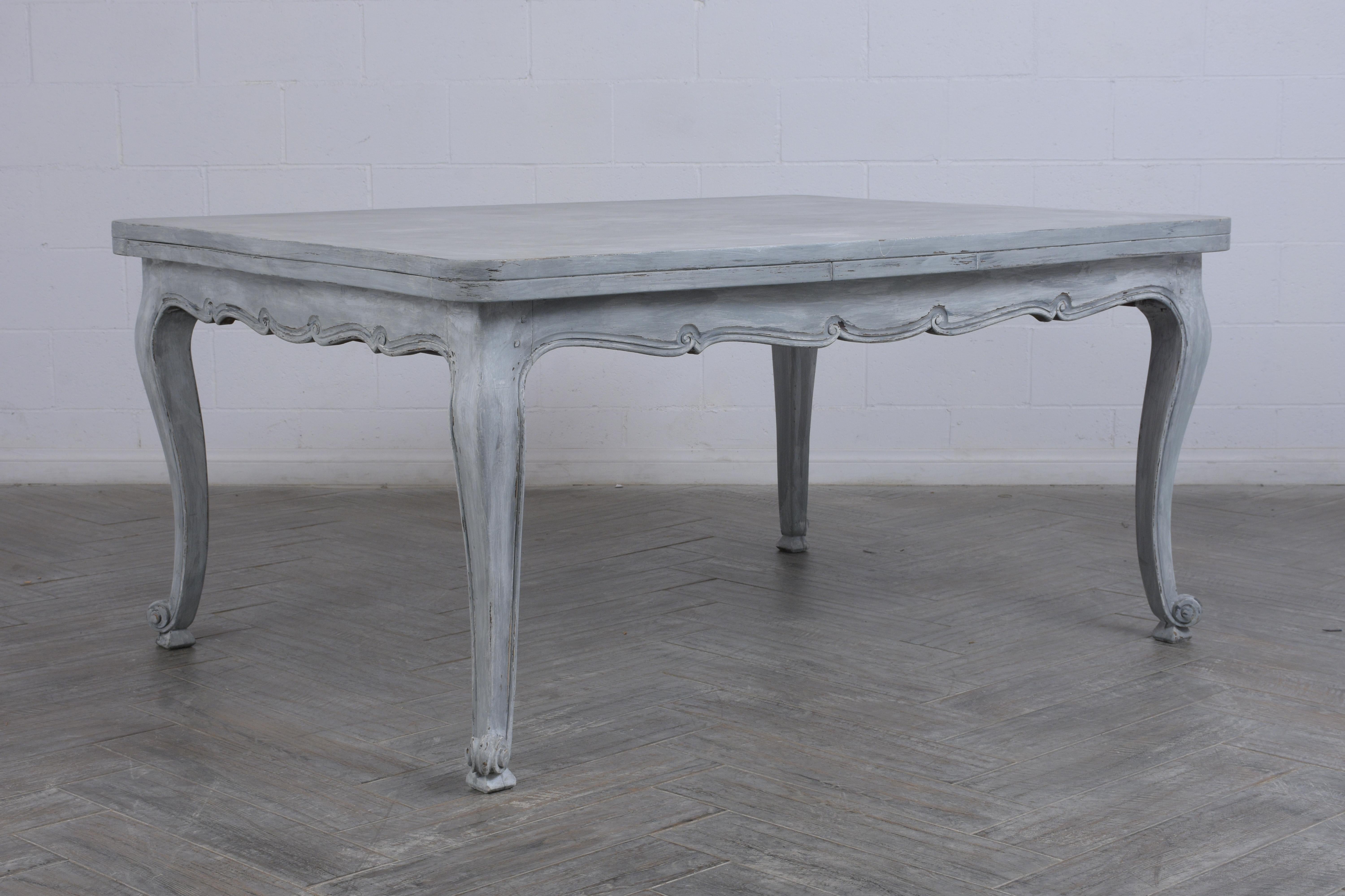 Hand-Painted Late 19th-Century French Louis XV-Style Walnut Dining Table For Sale