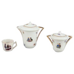 Vintage French dolls dinnerware/childrens tea set in porcelain.