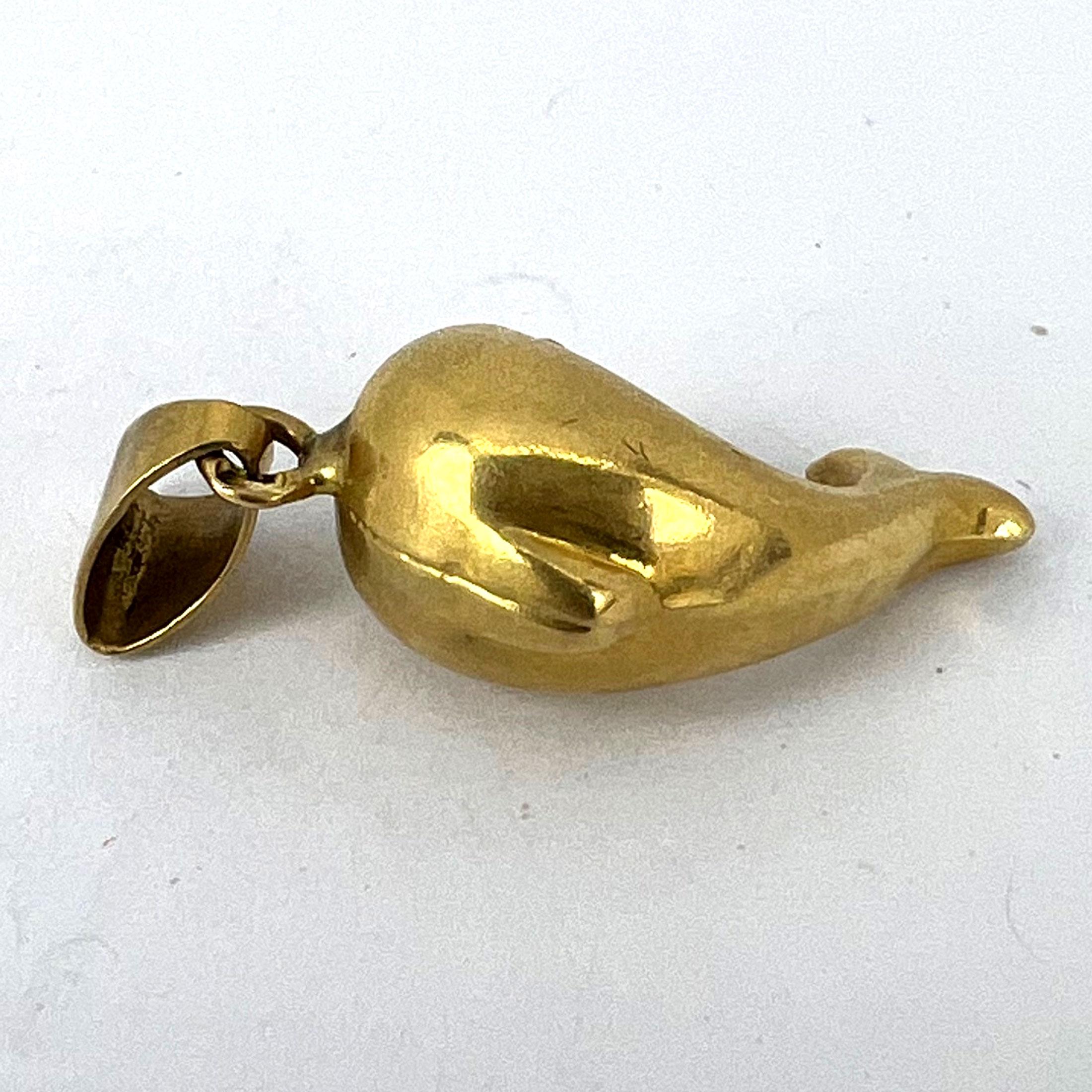 French Dolphin 18K Yellow Gold Charm Pendant For Sale 10