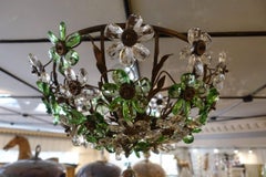 French Dome Shaped Floral Prism Ceiling Lamp