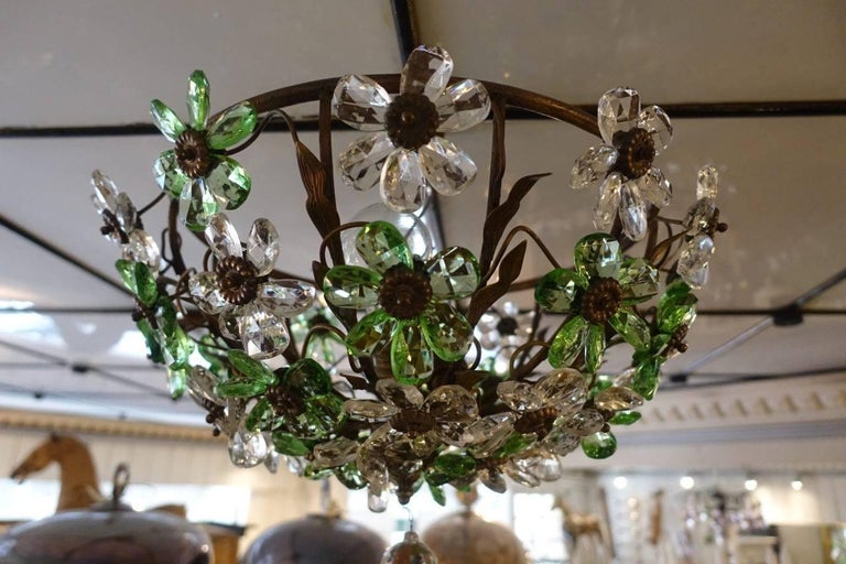 French Dome Shaped Fl Prism Ceiling Lamp For At 1stdibs Lovely Feminine Dome Shaped Ceiling Light With Fl Prisms And A Gilt Iron Frame