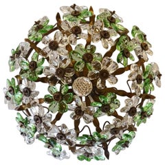 French Dome Shaped Floral Prism Ceiling Lamp