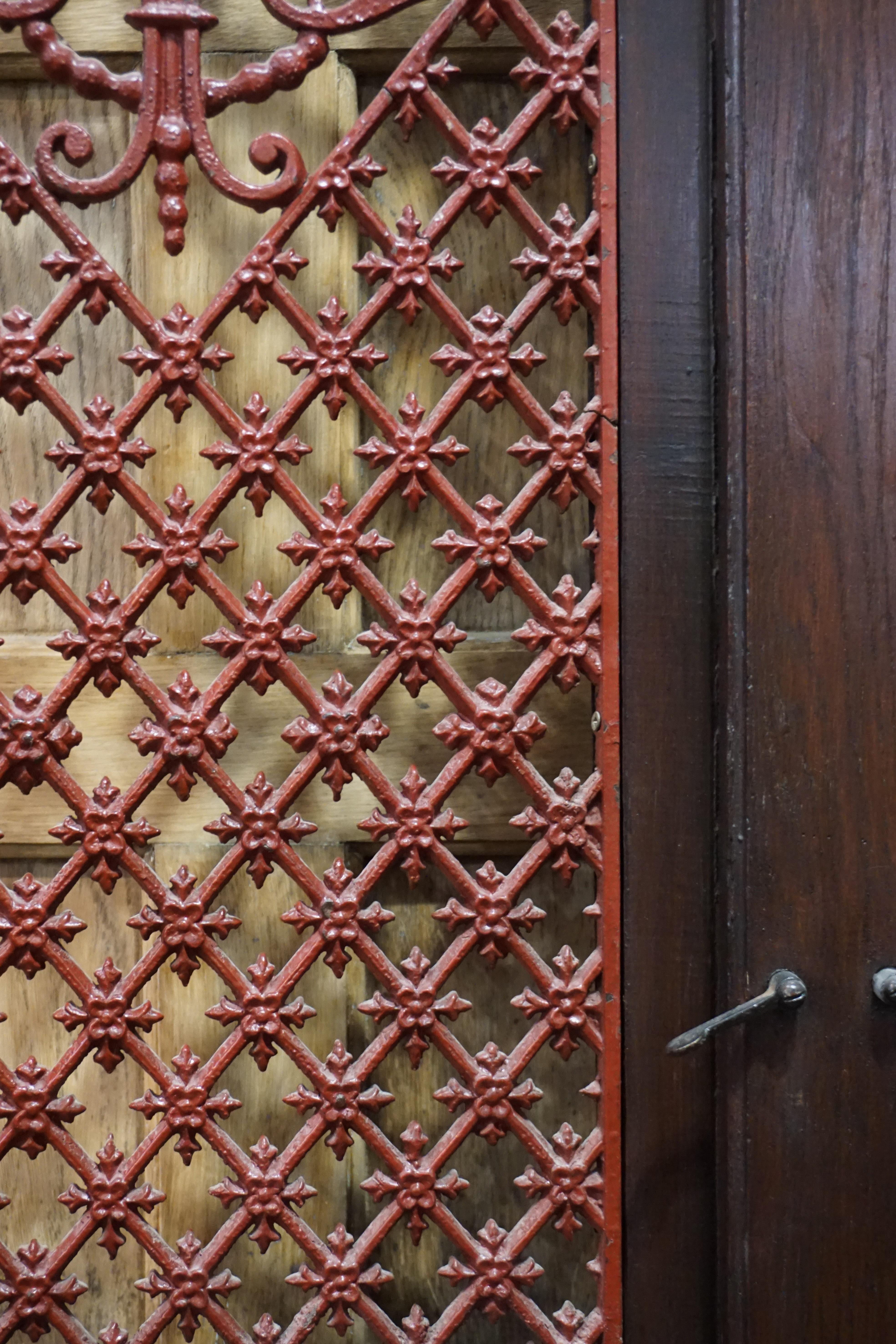 French Door with Iron Lattice, circa 1860 In Good Condition For Sale In Dallas, TX