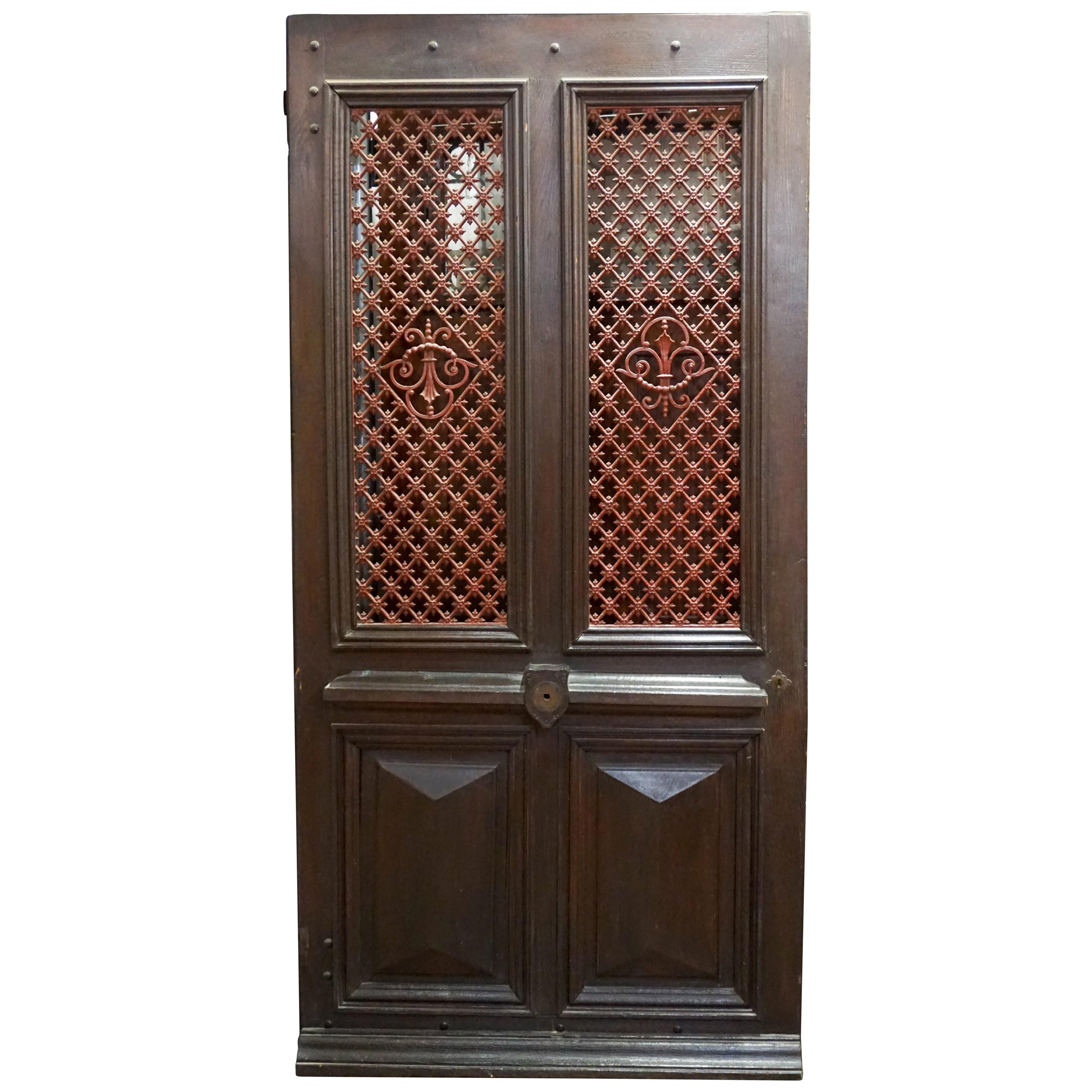 French Door with Iron Lattice, circa 1860 For Sale