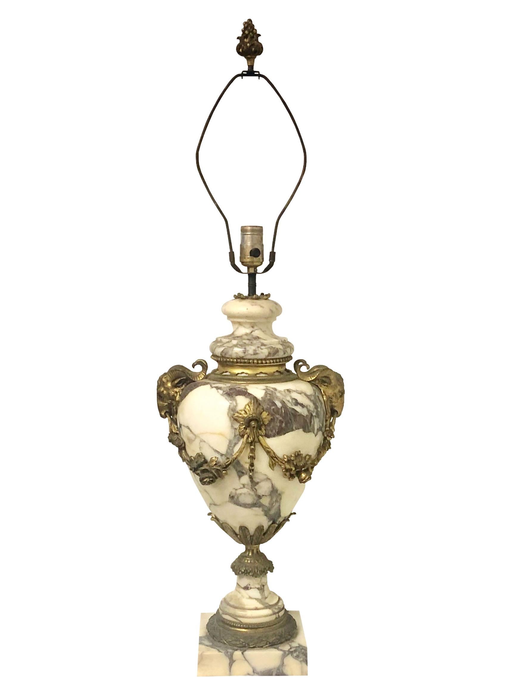 Late 19th Century French Dore Bronze and Marble Castellettes as Lamps For Sale