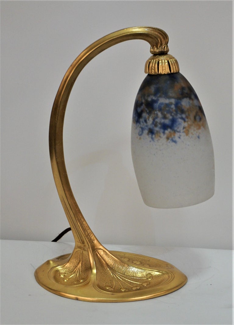 French Dore Bronze Art Nouveau Table Lamp For Sale 2