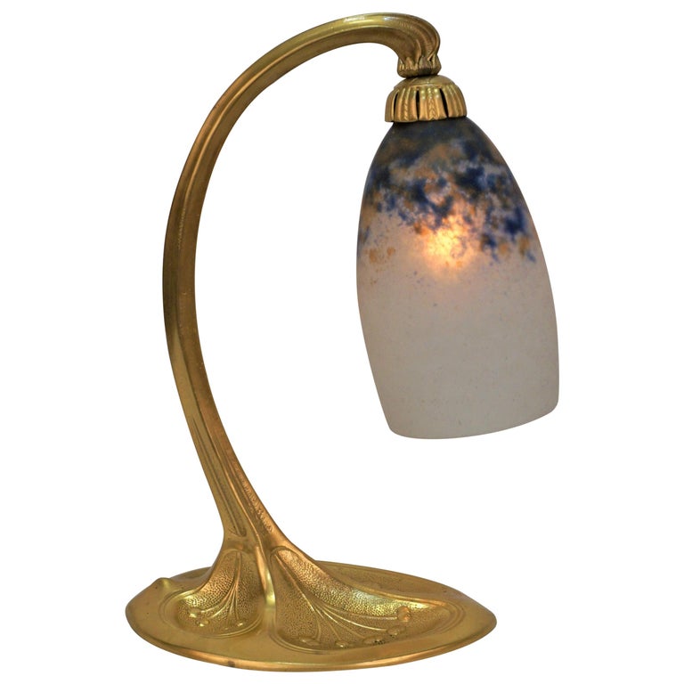 French Dore Bronze Art Nouveau Table Lamp For Sale