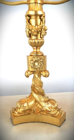 French Dore Bronze Dolphine Table/Desk Lamp