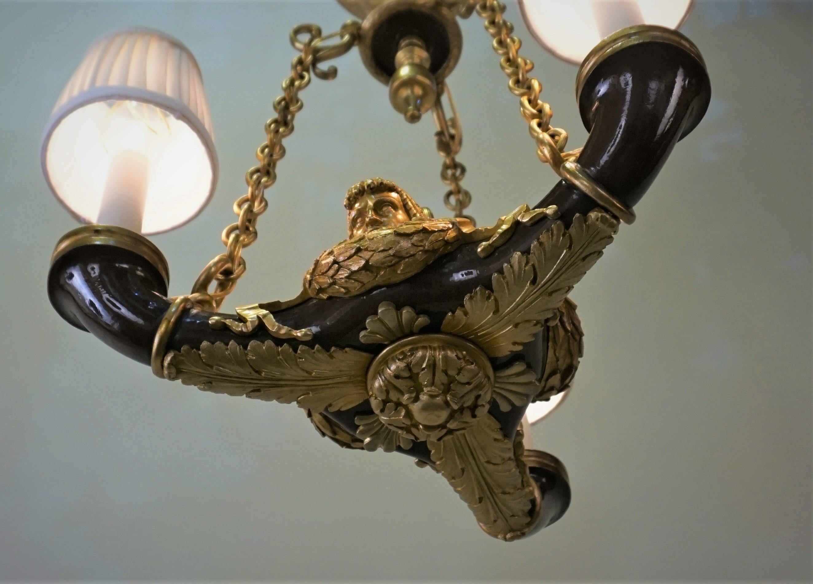 French Doré Bronze Early 20th Century Empire  Style Chandelier 3