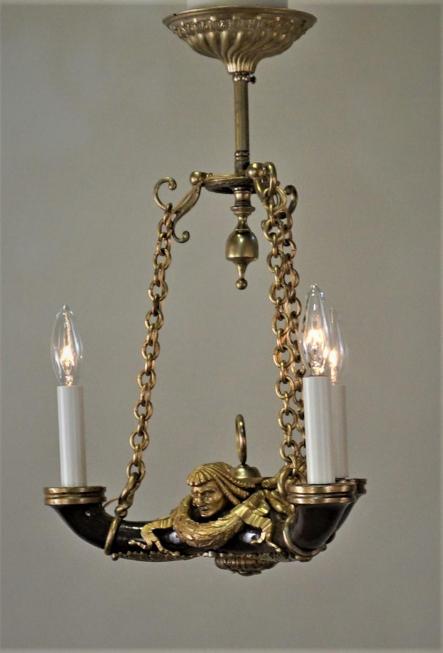 French Doré Bronze Early 20th Century Empire  Style Chandelier 2