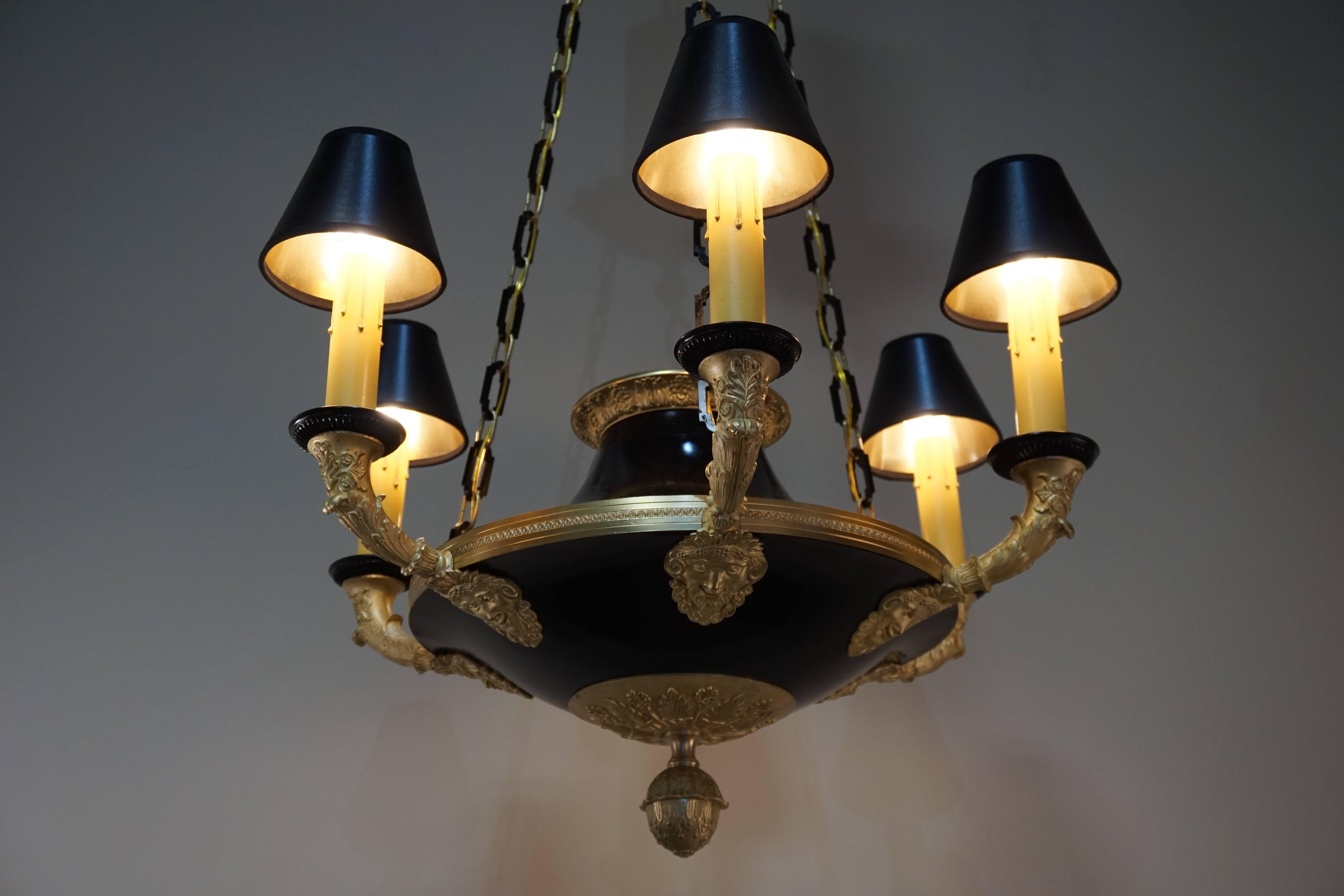 Early 20th Century French Doré Bronze Empire Chandelier
