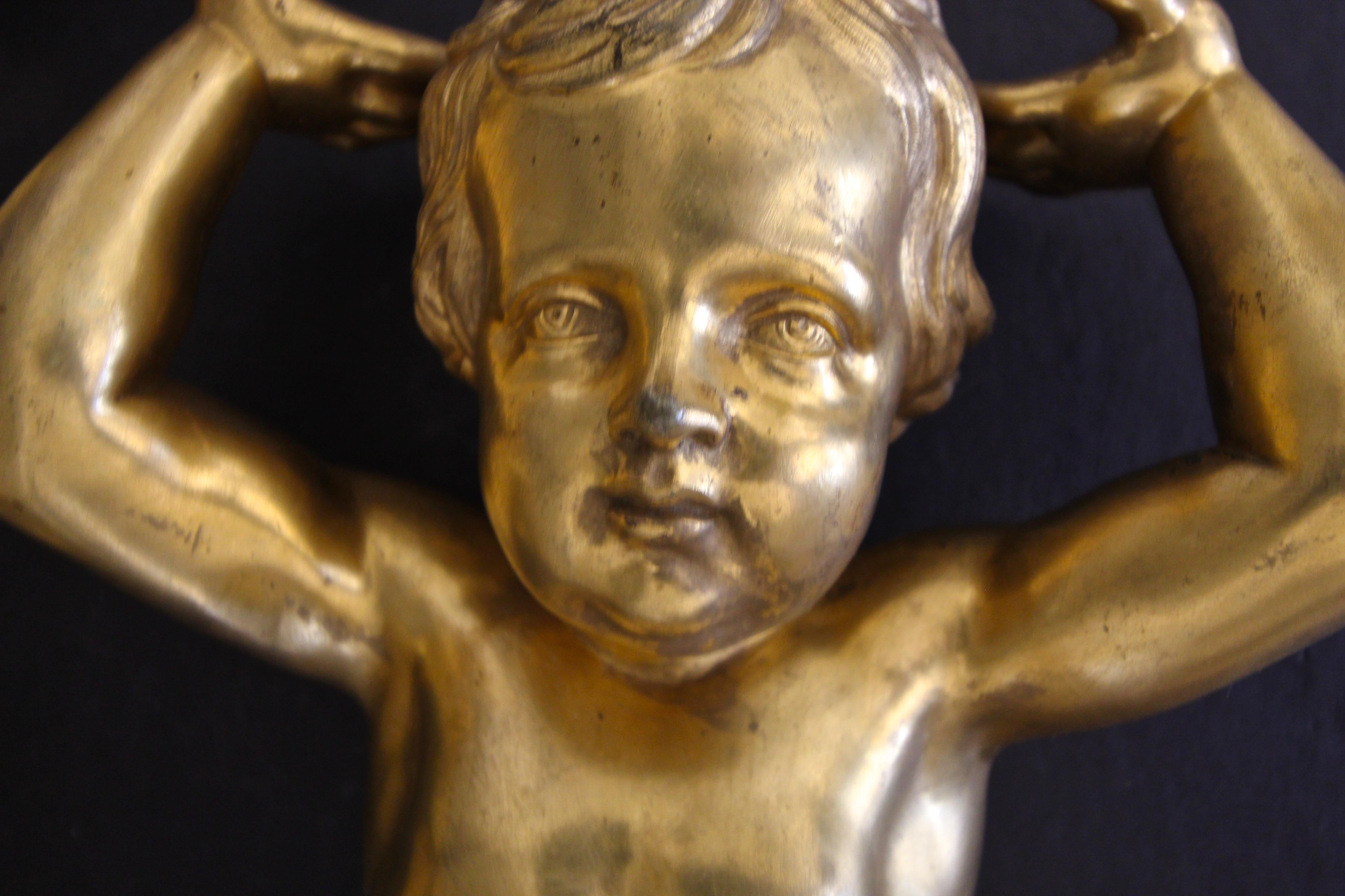 French Doré Bronze Putti Cherub Architectural Garniture 3