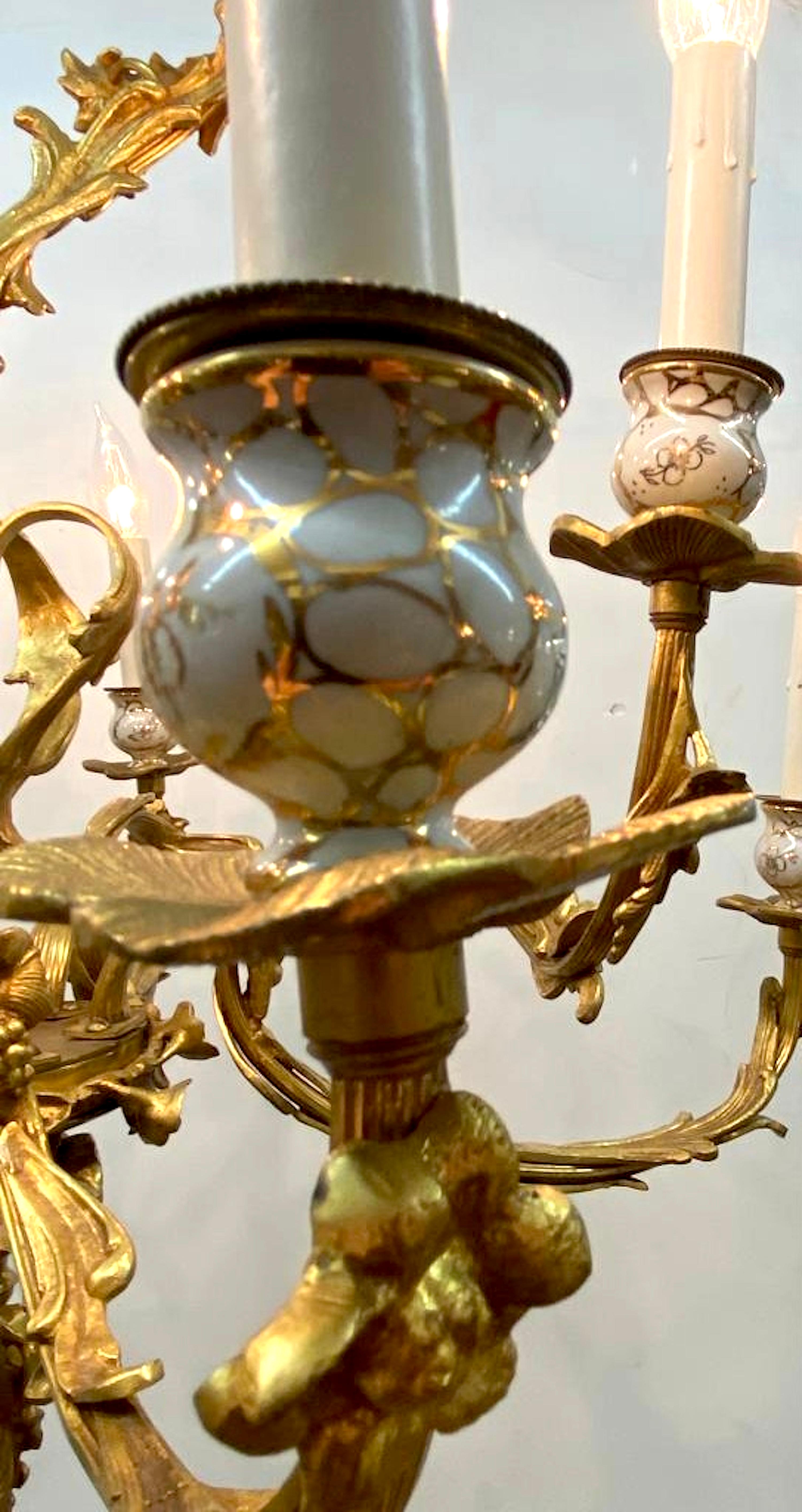 Rococo Revival French Dore' Bronze Rococo Style 10 Light Chandelier For Sale