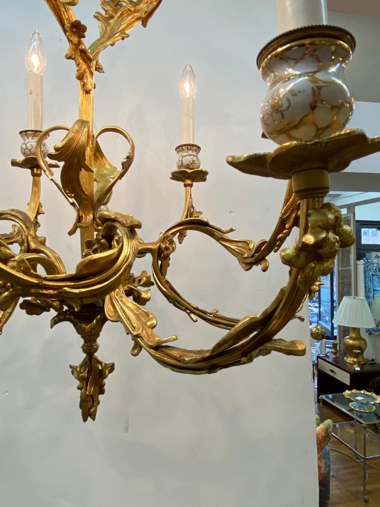 French Dore' Bronze Rococo Style 10 Light Chandelier For Sale 2