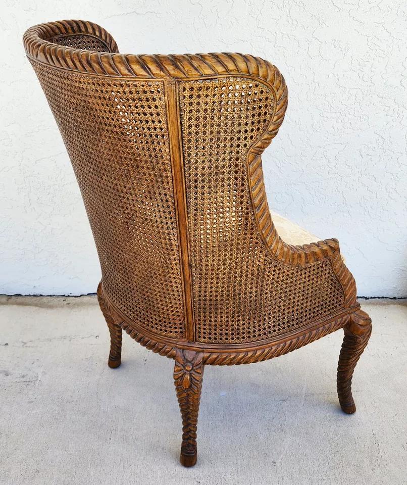 French Double Cane Wingback Chair 4