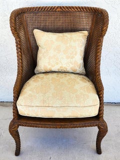 French Double Cane Wingback Chair