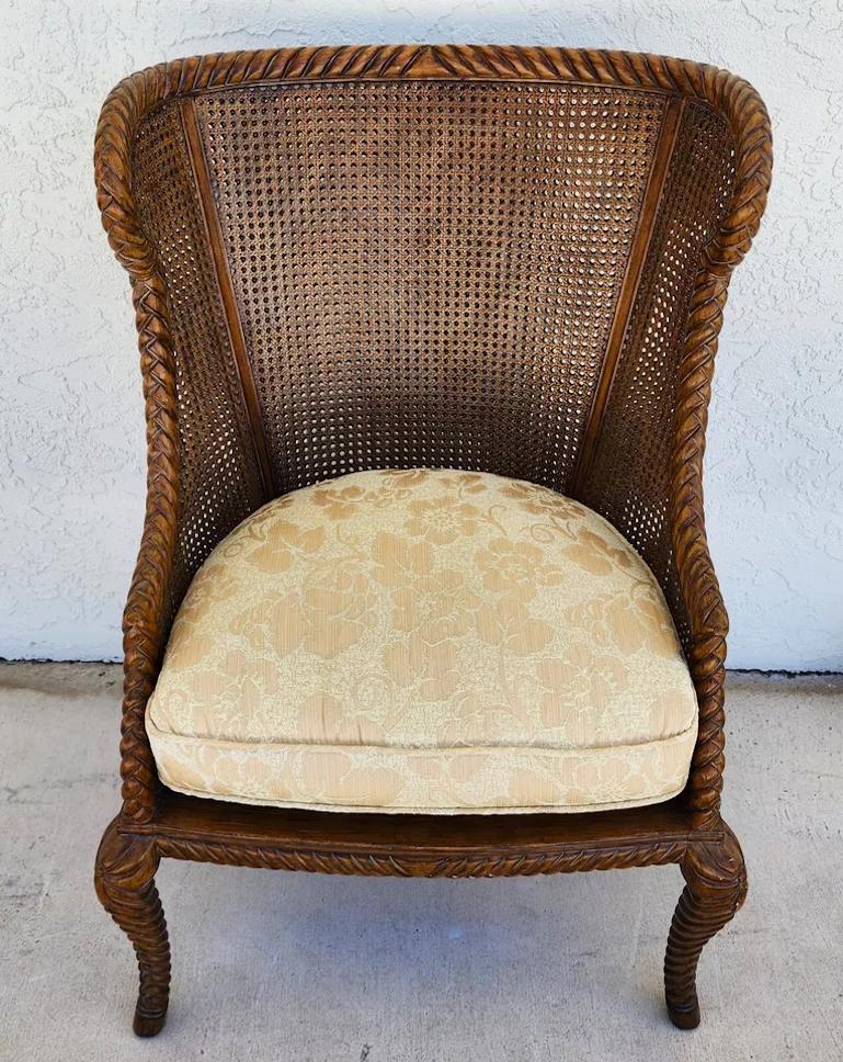 French Provincial French Double Cane Wingback Chair