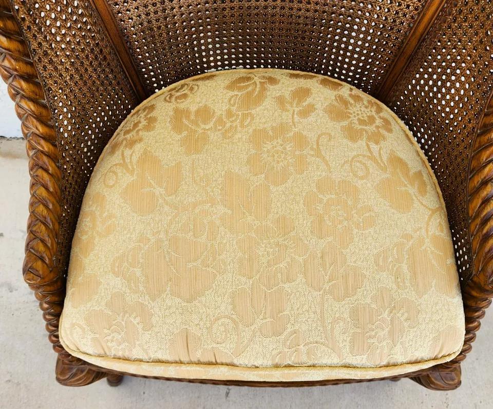 French Double Cane Wingback Chair In Good Condition In Lake Worth, FL