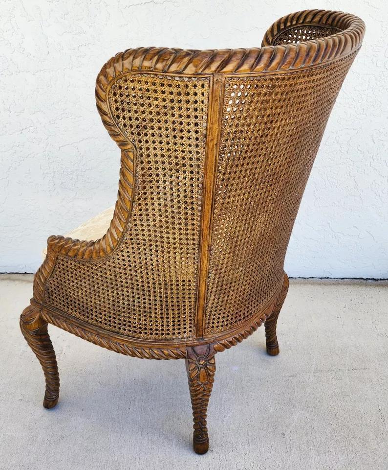 French Double Cane Wingback Chair 1