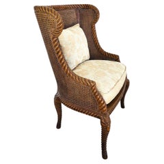 French Double Cane Wingback Chair