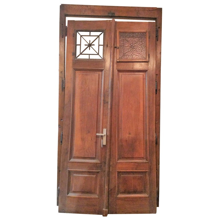 French Double Doors With Ironwork Transom Windows Circa 1860 For French Double Doors With Ironwork Transom Windows Circa 1860 For