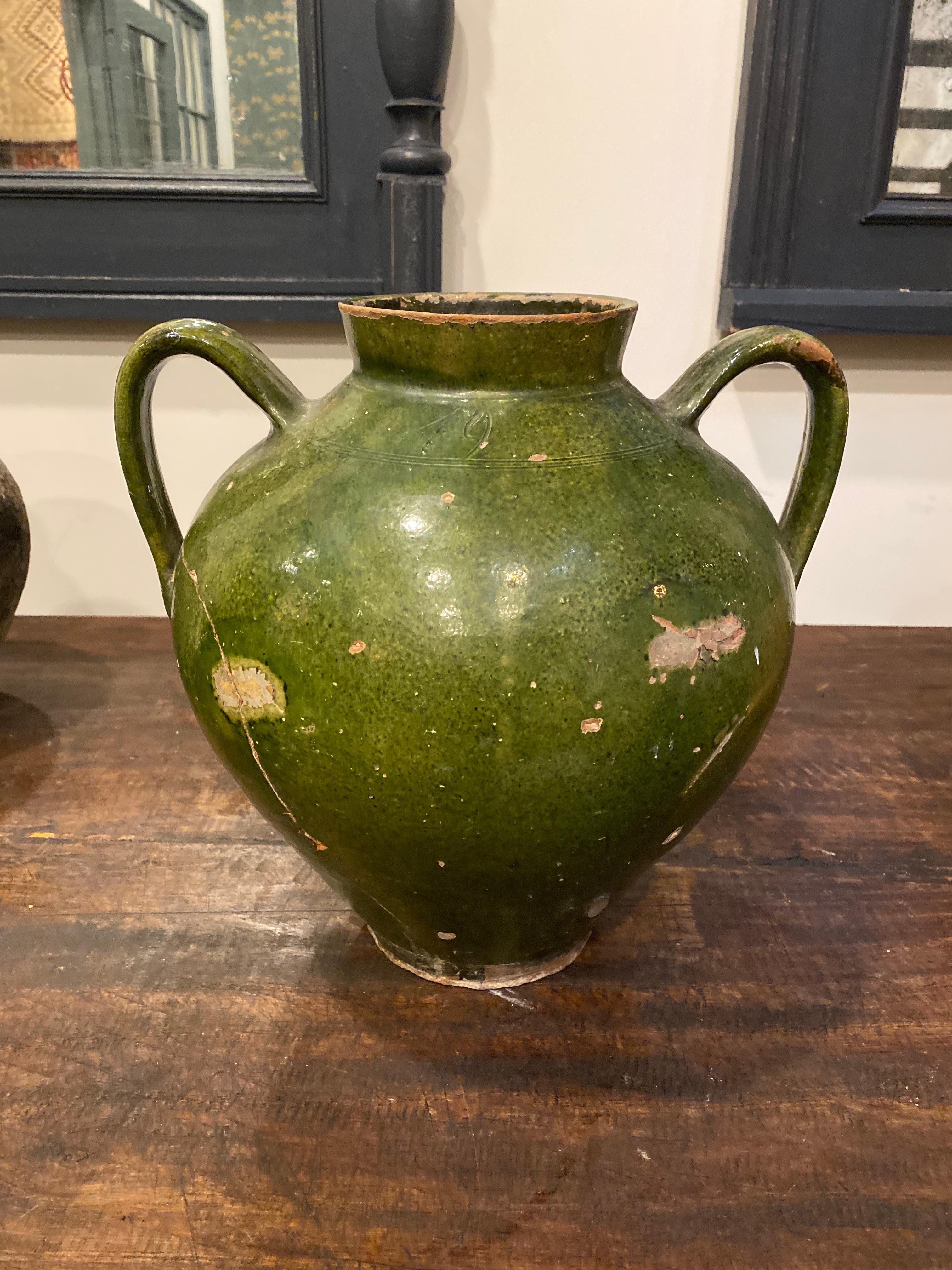 French Double Handle Green Pot 1