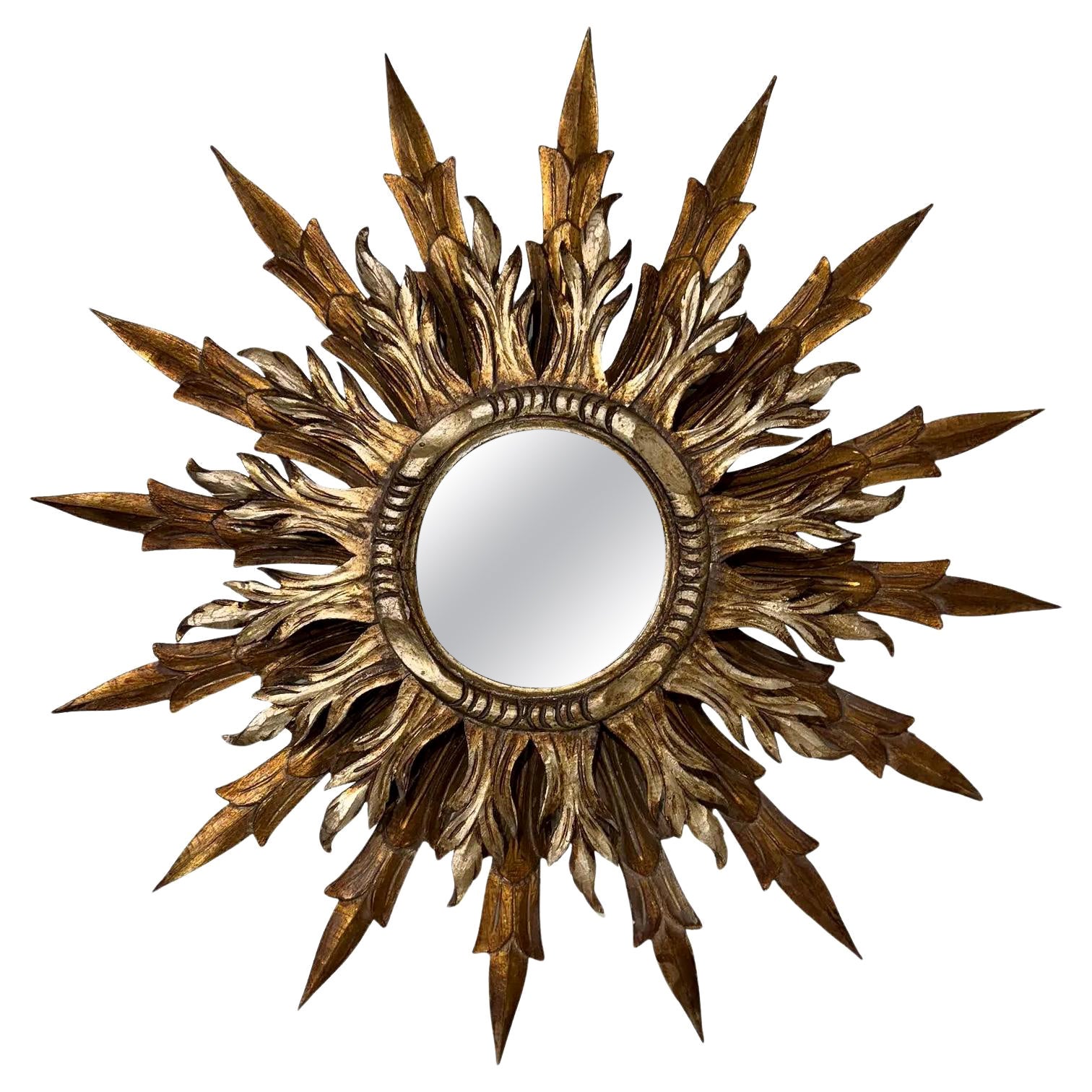 French Double Layered Sunburst Mirror For Sale