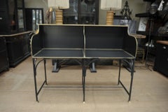 French Double Seat Metal and Brass Bank Desk Counter, Circa 1910