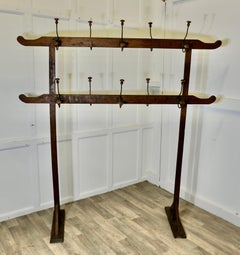 French Double Sided Arts & Crafts Golden Pine Hanging Rail