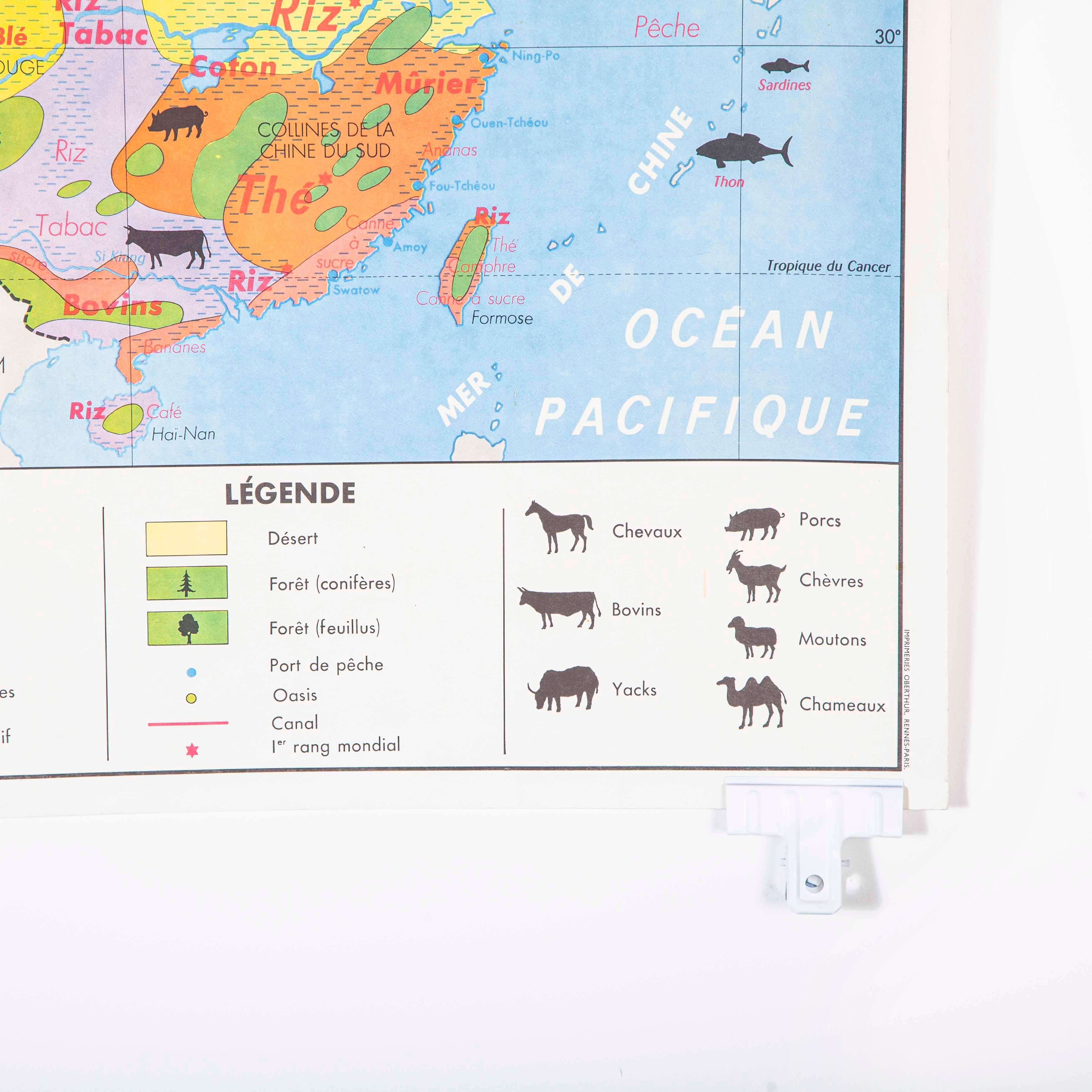 French Double Sided Educational School Poster of the Agriculture of China and US For Sale 8