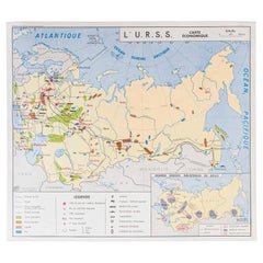 Póster escolar educativo francés de doble cara sobre las economías de la URSS y China