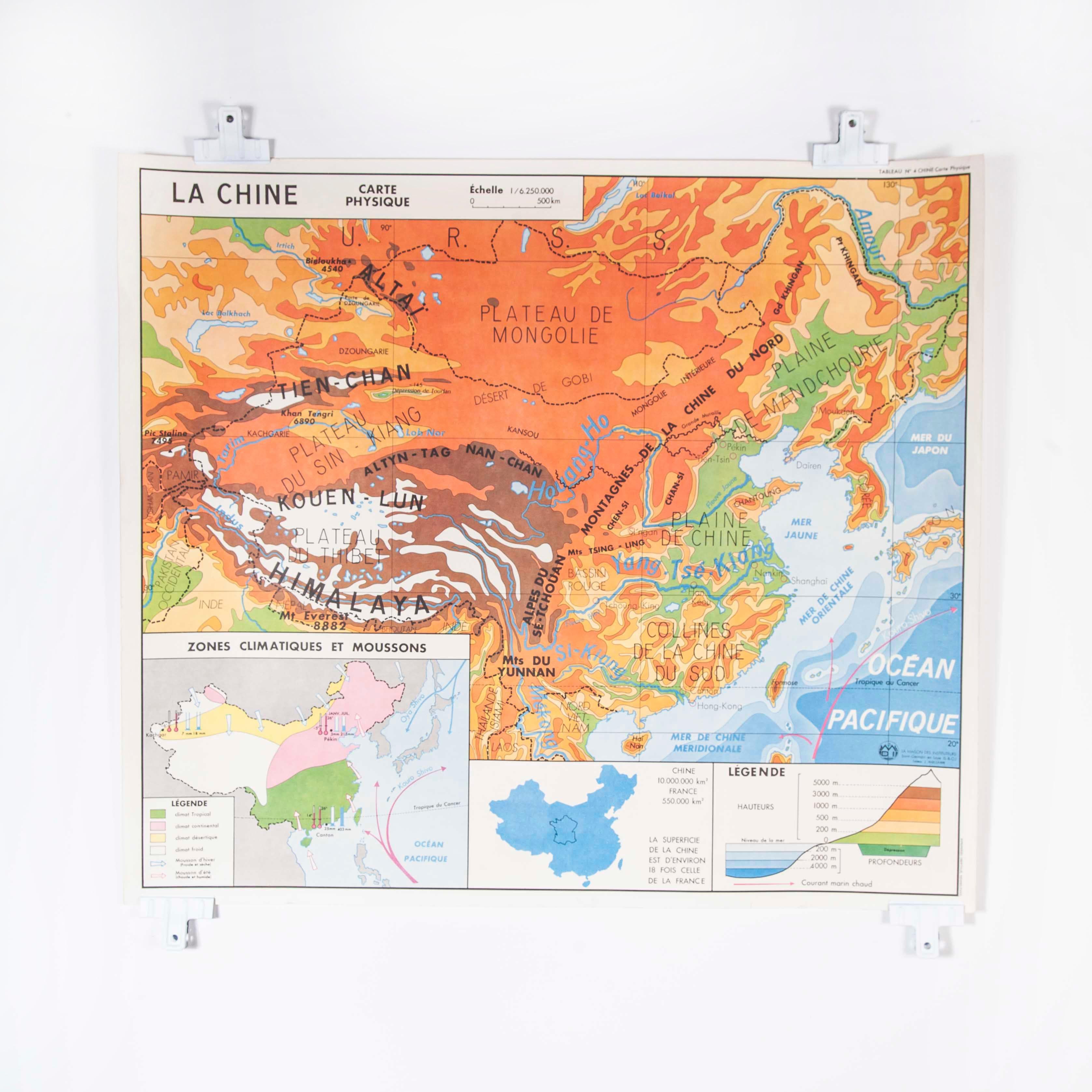 French Double Sided Educational School Poster of the Geography 2