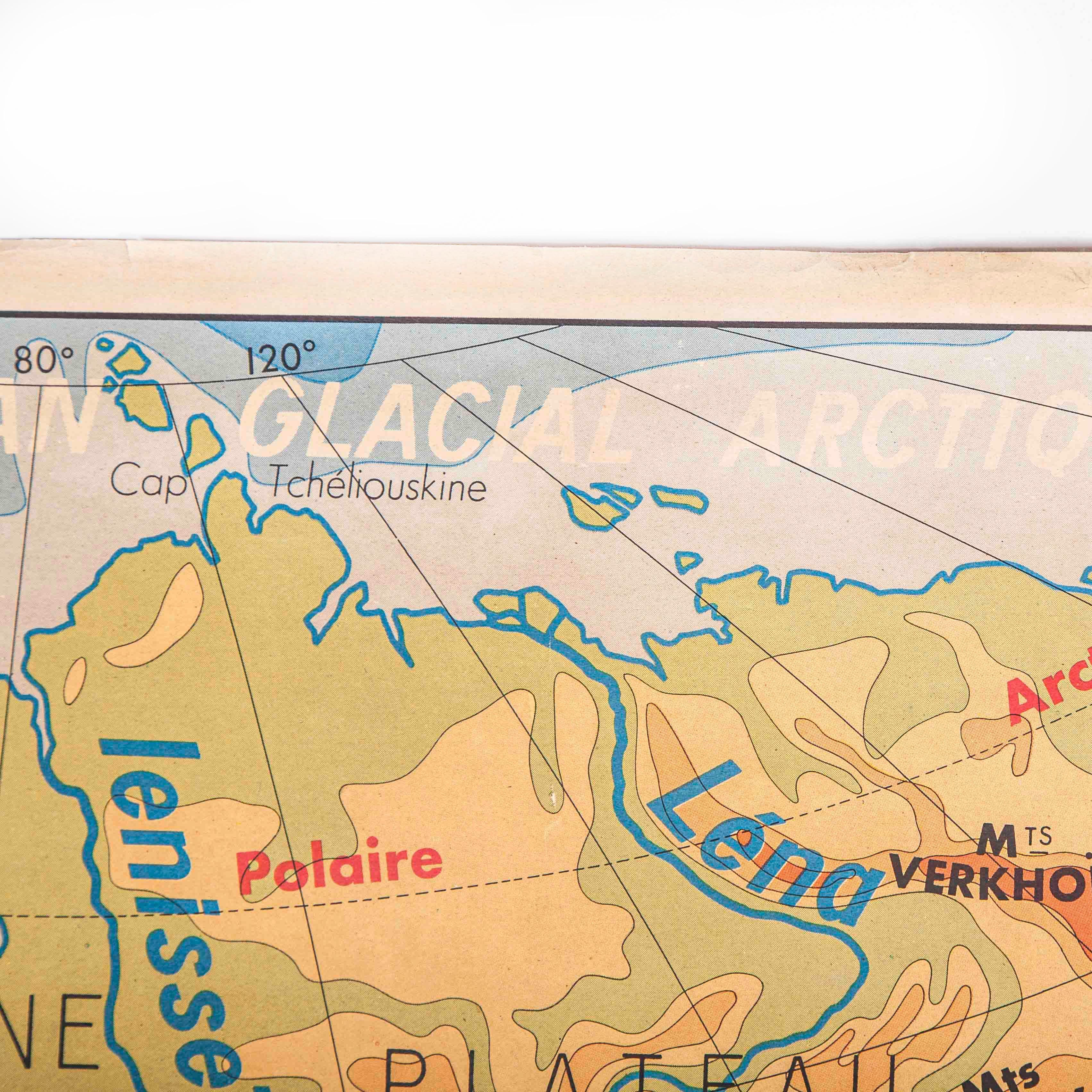 French Double Sided Educational School Poster Of The Physical Geography Of North 7