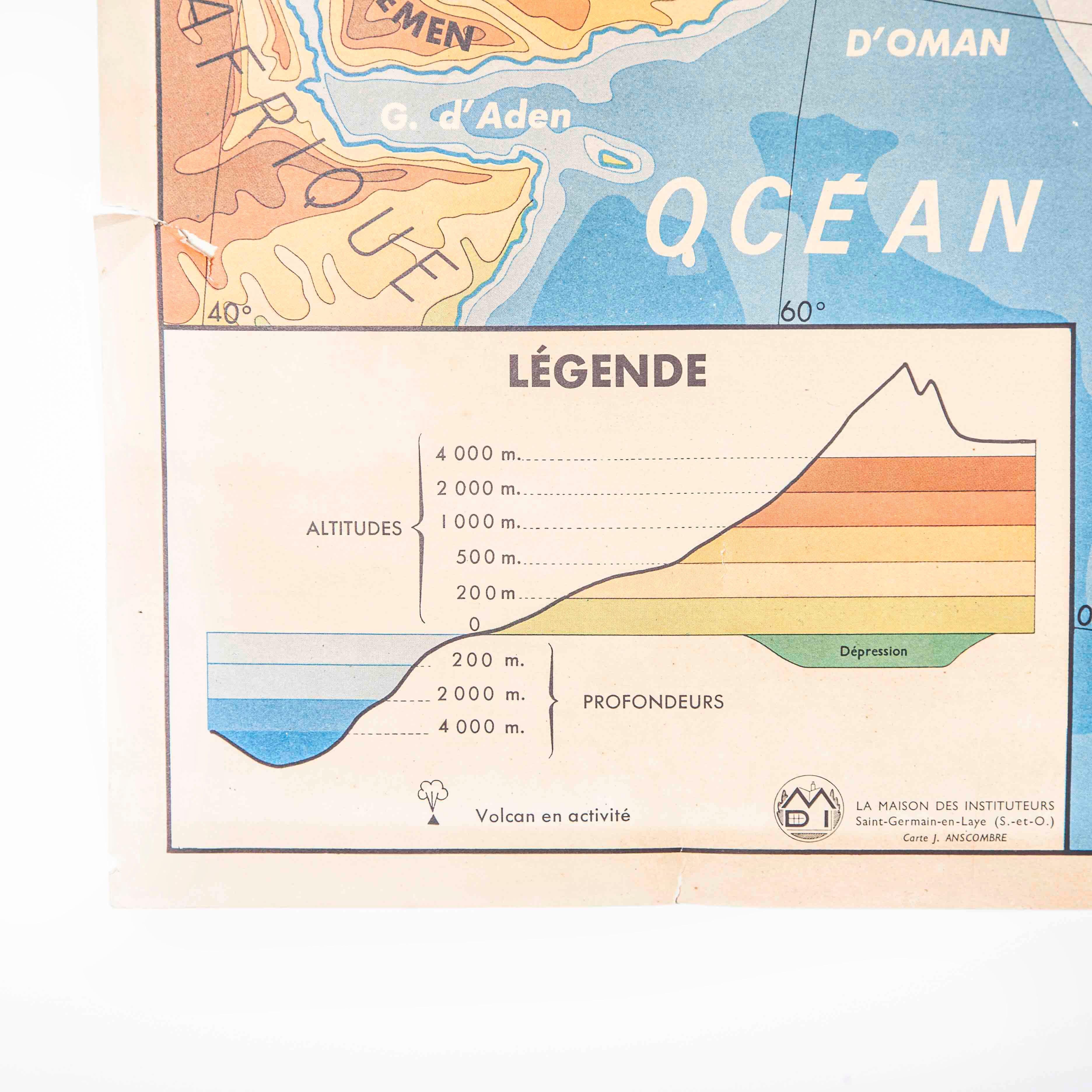 French Double Sided Educational School Poster Of The Physical Geography Of North 13
