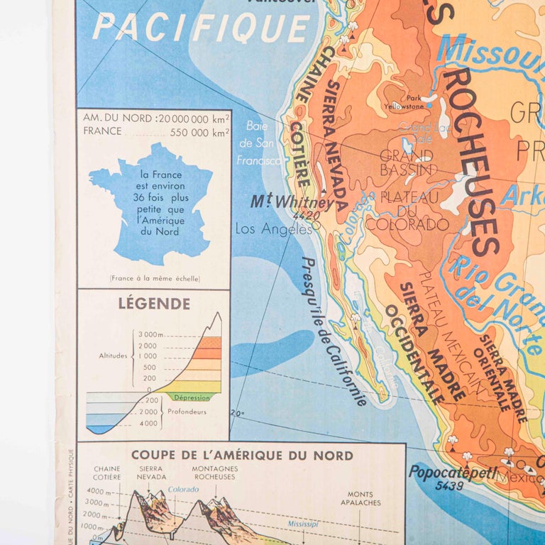 French Double Sided Educational School Poster Of The Physical Geography ...
