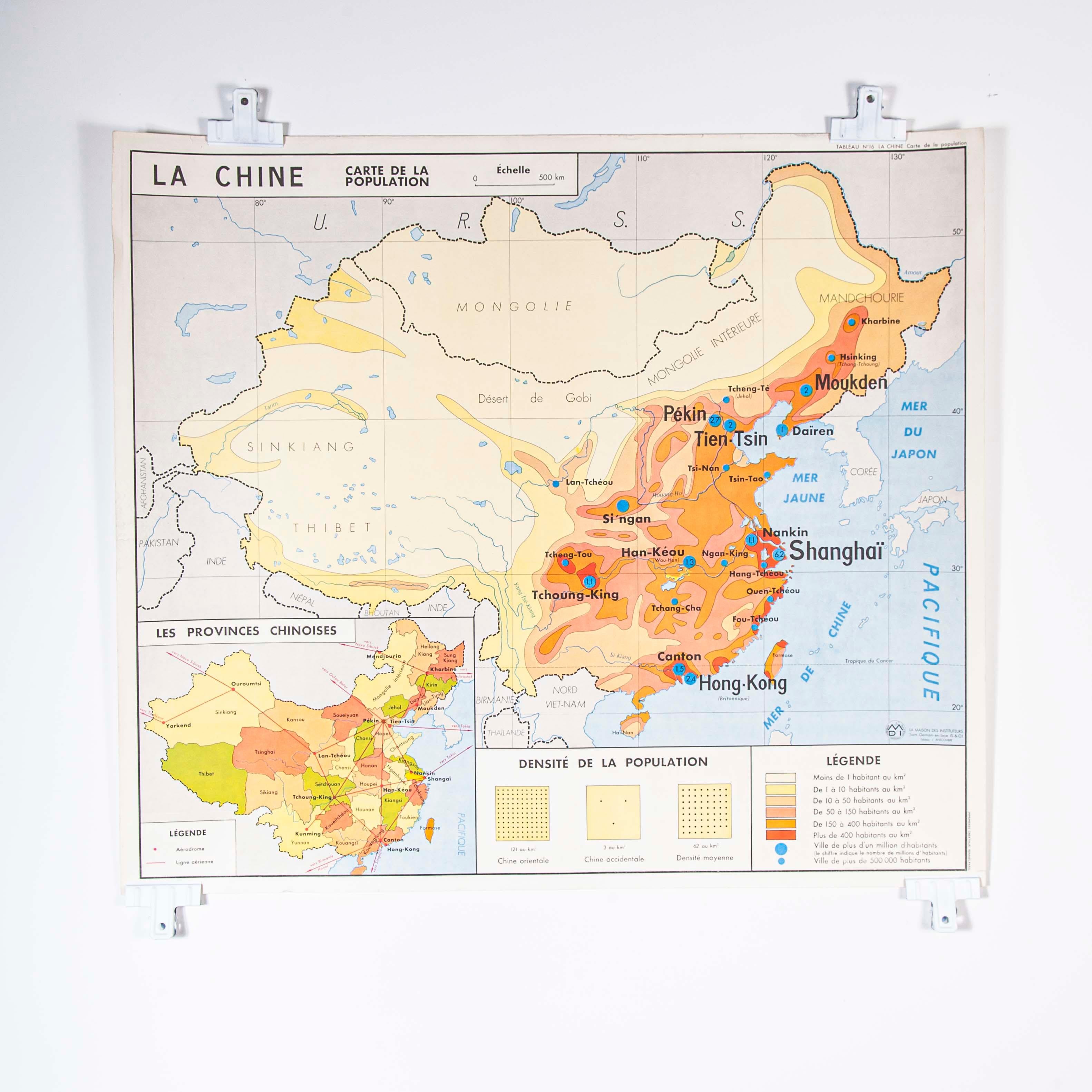 Double Sided Educational School Poster of the Populations of China and USSR For Sale 5