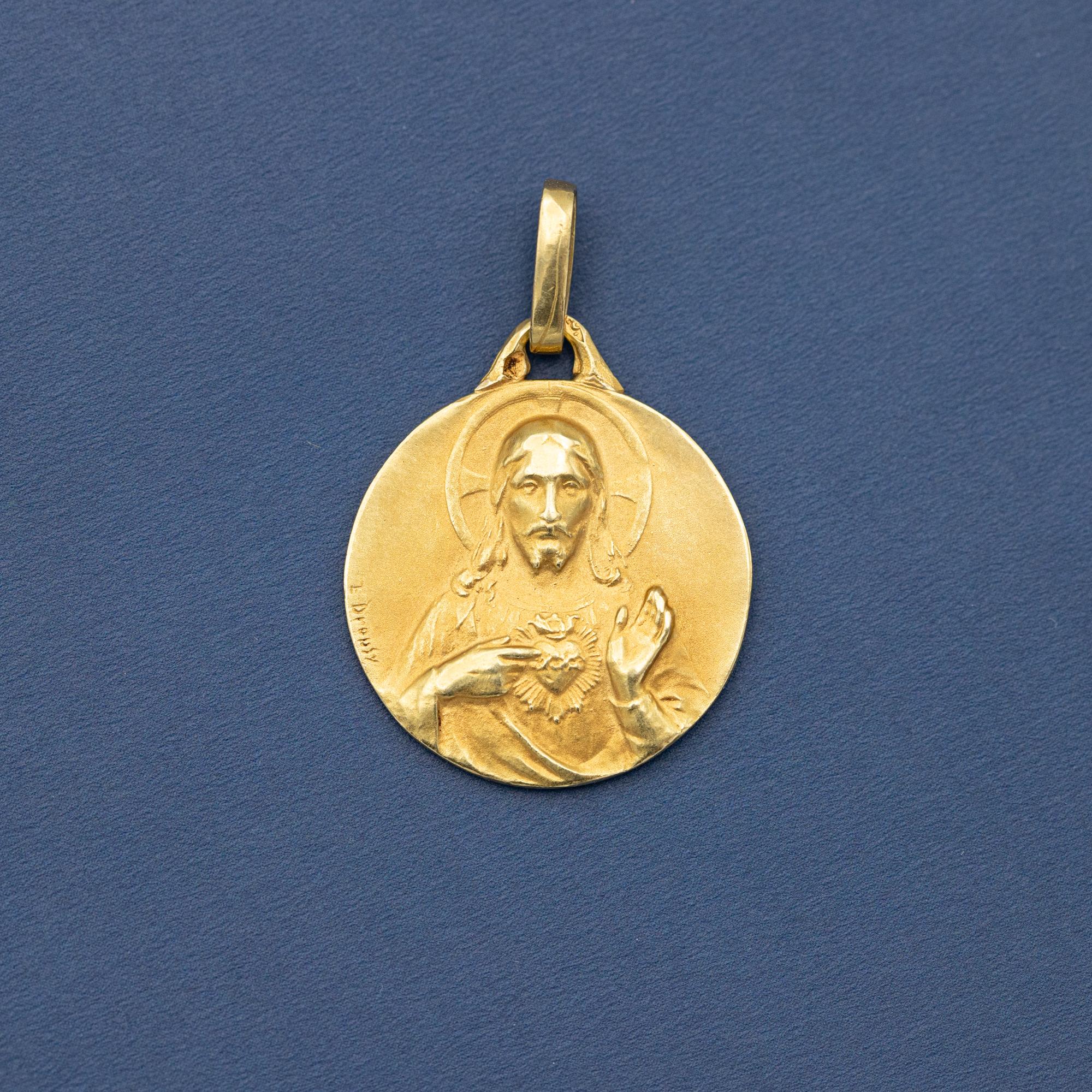 French Double sided medal - 18 karat solid gold - Catholic Scapular - E. Dropsy 7