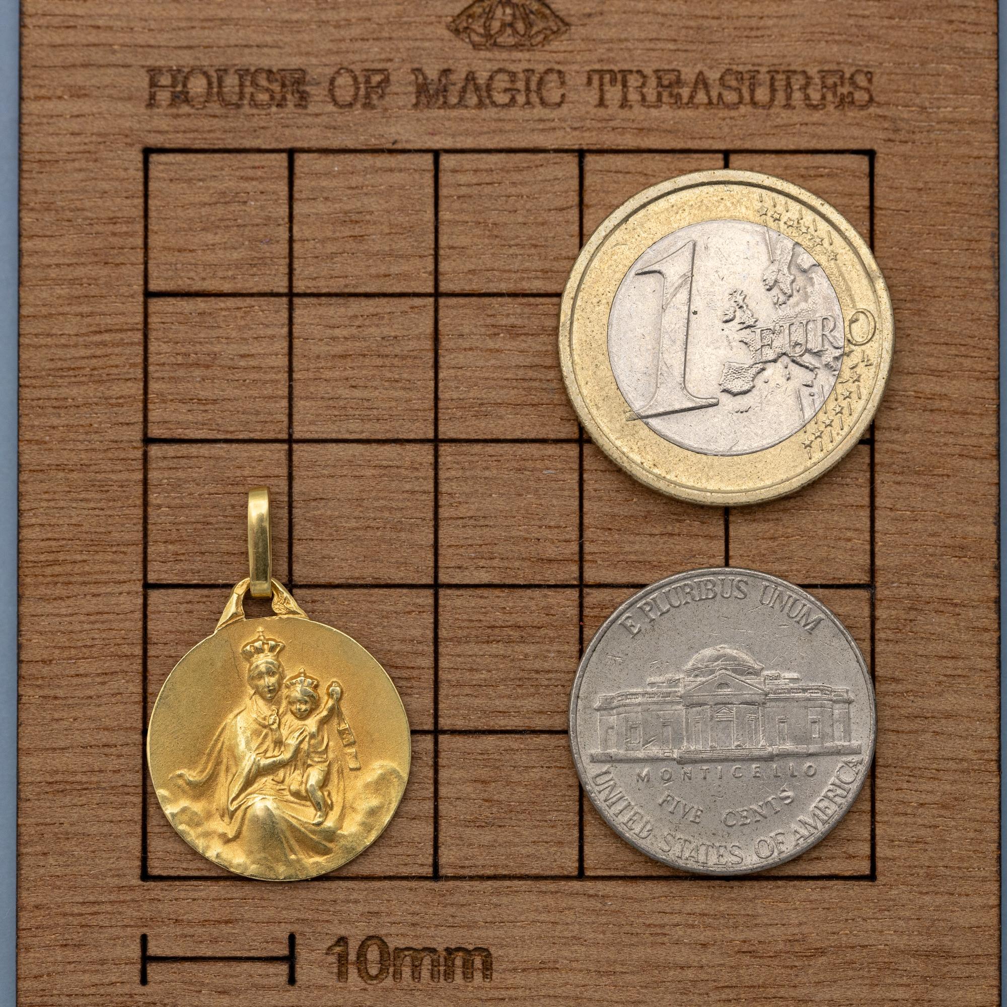 French Double sided medal - 18 karat solid gold - Catholic Scapular - E. Dropsy 1