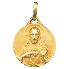 French Double sided medal - 18 karat solid gold - Catholic Scapular - E. Dropsy