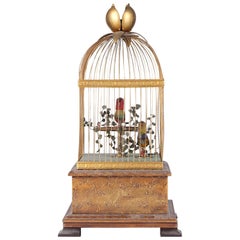 19th Century French Double Singing Automaton Singing Birds in Cage
